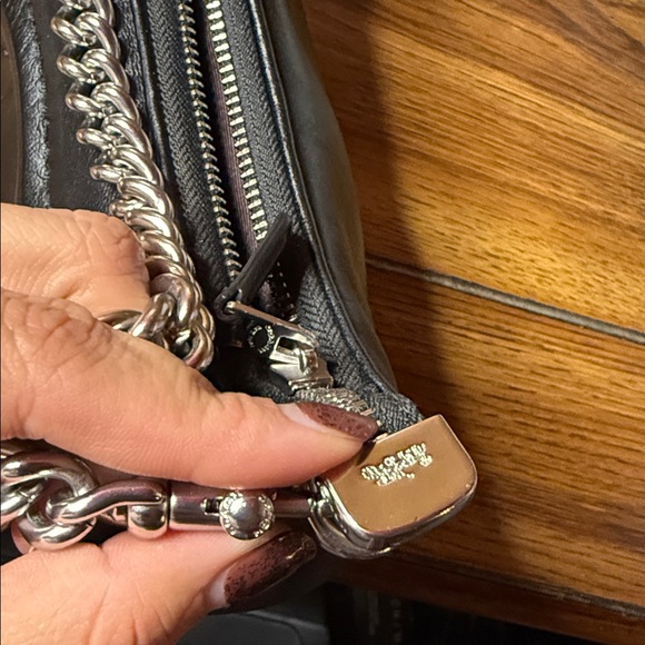 Coach Black Quilted Puffy Teri Leather Shoulder Bag Silver Chain - Picture 6 of 8